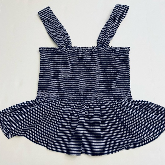 Madewell (Texture and Thread) Black and White Striped Peplum Top - Picture 1 of 8